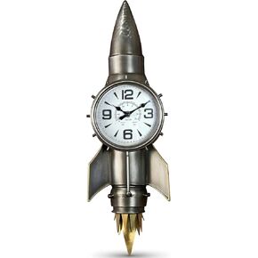 ساعة حائط صاروخية لديكور الفضاء، هدايا الطيار، هدايا الطيران، ديكور حائط معدني صناعي للرجال، فن صاروخ فضائي عتيق مستوحى من ديكور كهف الرجل، منحوتة حائط فريدة لغرفة المعيشة، المكتب، غرفة الأولاد in Kuwait