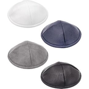 حزمة من 4 قطع - Hq 19cm 4-Colors Leather Kippah (جلد مقلد) للرجال الأولاد والأطفال، قبعة Yamaka من إسرائيل - Kippot Bulk in Kuwait