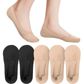 5 عبوات من الجوارب غير المرئية للنساء، غير قابلة للانزلاق، بطانة غير مرئية، جوارب حريرية رفيعة للأحذية المسطحة، بطانة خفيفة الوزن ومنخفضة القطع غير قابلة للانزلاق مخفية للنساء [3 عاري + 2 أسود] in Kuwait