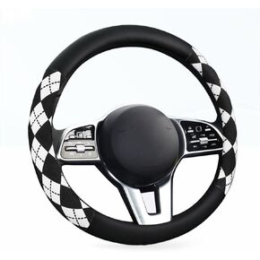 Steering Wheel Cover, Pink and White Diamond Pattern, 15 Inch, Anti-Slip Leather (Brown) in Kuwait