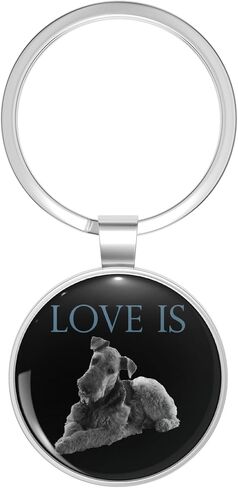 Airedale Terrier Dog Key Chain Stainless Steel Keychain with Ring in Kuwait