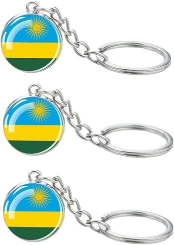 3 Pcs Rwanda Flag Key Chain,Cool Keychain for Car Keys, Stainless Steel Keyrings & Keychains,Used for Home Decoration, Jewelry Hanging Decorations. in Saudi Arabia