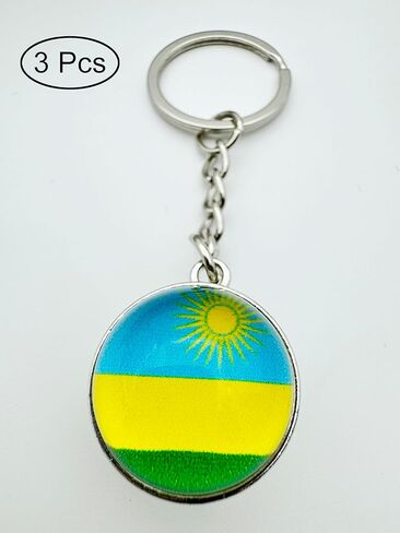 3 Pcs Rwanda Flag Key Chain,Cool Keychain for Car Keys, Stainless Steel Keyrings & Keychains,Used for Home Decoration, Jewelry Hanging Decorations. in Saudi Arabia