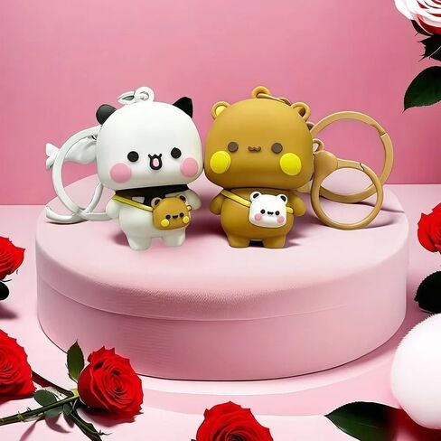 قلادة حقيبة سلسلة مفاتيح للزوجين من Yier - حلقة مفاتيح كرتونية لطيفة للأزواج، وإكسسوارات حقيبة الظهر، وهدايا لمحبي الرسوم المتحركة in Kuwait