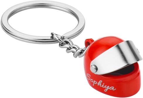OXYEFEI Personalized Motorcycle Helmet Keychain, Custom Motorcycle Helmet Keychain Engraved with Name Gifts for Biker in Saudi Arabia