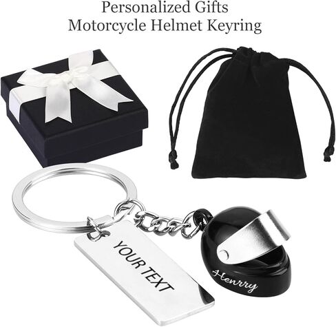 OXYEFEI Personalized Motorcycle Helmet Keychain, Custom Motorcycle Helmet Keychain Engraved with Name Gifts for Biker in Saudi Arabia