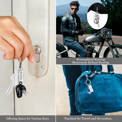OXYEFEI Personalized Motorcycle Helmet Keychain, Custom Motorcycle Helmet Keychain Engraved with Name Gifts for Biker in Saudi Arabia