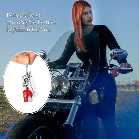 OXYEFEI Personalized Motorcycle Helmet Keychain, Custom Motorcycle Helmet Keychain Engraved with Name Gifts for Biker in Saudi Arabia