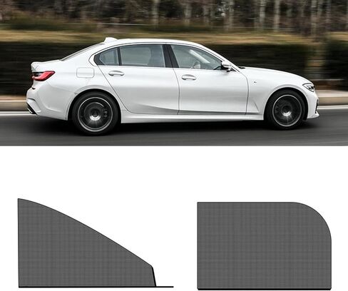 4 PCS Car Window Screen Mesh, Heat Block Double-layer Car Window Shade, Breathable High Elastic Mesh Privacy Protection Curtain, Universal for Most Sedans (Black) in Kuwait