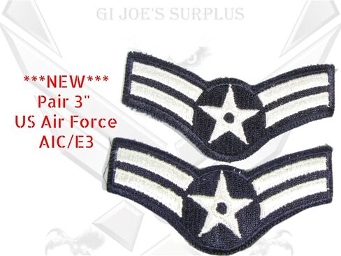 New Pair Air Force USAF 3" Airman First Class AIC Uniform Rank E3 Chevron Blue 4C1 in Saudi Arabia
