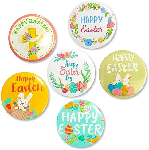 Kokoma 6 Pcs Happy Easter Button Pin for Women Girls Cute Rabbit Bunny Lapel Pins Brooch Holiday Party Badge Eggs Tinplate Badge Pins Costume Accessory in Kuwait
