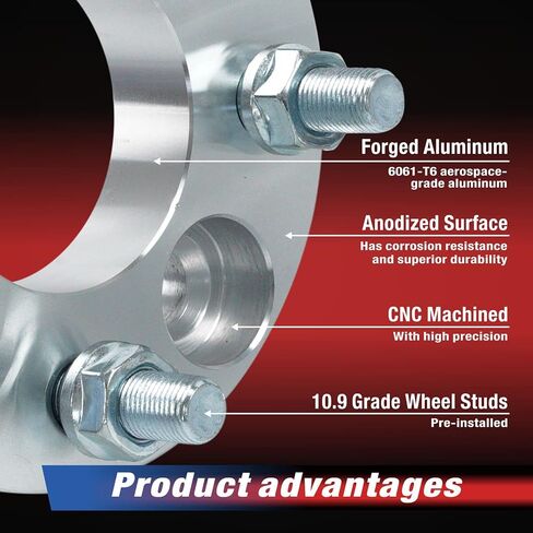 MOCA 25.4mm 4x101.6 Hubcentric Wheel Spacers (62mm Bore) - 1/2" x20 Studs Compatible with EZ GO EZGO Club Car (Silver, Pack of 4) in Kuwait