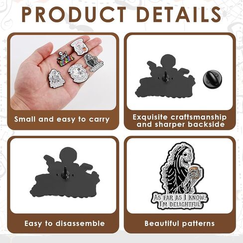Halloween Enamel Pins, Emo Goth Punk Horror Grunge Pins for Jackets Backpacks Cap Hat, Black Decorative Stuff for Men Women in Kuwait