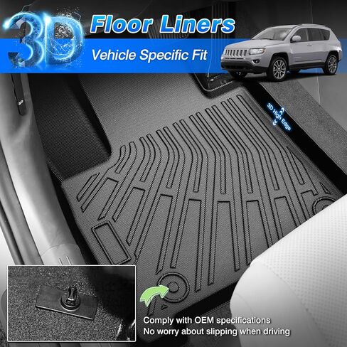 Cartist Floor Mats for Jeep Compass/Patriot 2007-2016 & Dodge Caliber 2007-2012, All Weather Cargo Liner for Compass Accessories, Heavy Duty TPE Cargo Mats, Car Accessories in Saudi Arabia