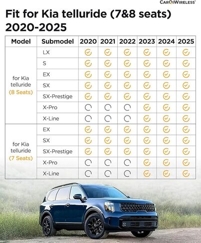 Floor Mats & Backrest & Cargo Mat for Kia Telluride 2020-2025（7&8 Seats: Full Coverage Car Liner Set, All Weather Protector Heavy Duty TPE Automotive Interior Accessories 2024 2023 2022 2021 in Kuwait
