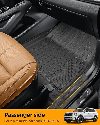 Floor Mats & Backrest & Cargo Mat for Kia Telluride 2020-2025（7&8 Seats: Full Coverage Car Liner Set, All Weather Protector Heavy Duty TPE Automotive Interior Accessories 2024 2023 2022 2021 in Kuwait