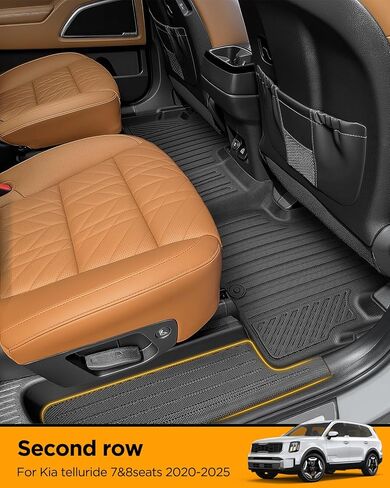 Floor Mats & Backrest & Cargo Mat for Kia Telluride 2020-2025（7&8 Seats: Full Coverage Car Liner Set, All Weather Protector Heavy Duty TPE Automotive Interior Accessories 2024 2023 2022 2021 in Kuwait