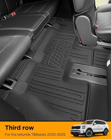 Floor Mats & Backrest & Cargo Mat for Kia Telluride 2020-2025（7&8 Seats: Full Coverage Car Liner Set, All Weather Protector Heavy Duty TPE Automotive Interior Accessories 2024 2023 2022 2021 in Kuwait