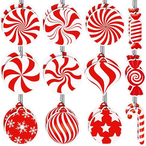 Demissle 24 Pcs Christmas Car Air Fresheners Bulk Peppermint Candy Hanging Car Air Freshener Xmas Red and Green Candy Ornaments Holiday Rearview Mirror Decor for Women Car Accessories Xmas Gifts in Saudi Arabia