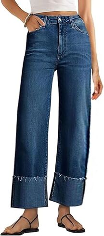 loveimgs Women Wide Leg Jeans High Waisted Distressed Straight Leg Bootcut Flare Jeans Sweatpants Stretchy Denim Pants Pocket in Saudi Arabia