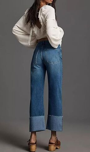 loveimgs Women Wide Leg Jeans High Waisted Distressed Straight Leg Bootcut Flare Jeans Sweatpants Stretchy Denim Pants Pocket in Saudi Arabia