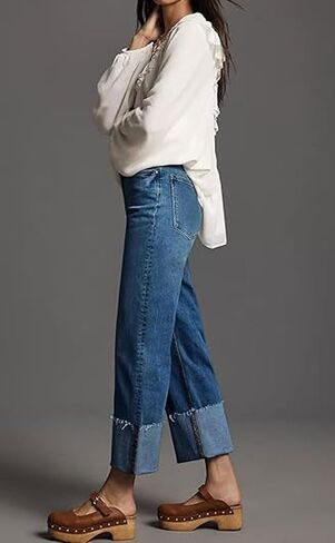 loveimgs Women Wide Leg Jeans High Waisted Distressed Straight Leg Bootcut Flare Jeans Sweatpants Stretchy Denim Pants Pocket in Saudi Arabia