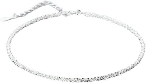 Silver Link Bracelet for Women, 14K White Gold Plated Hypoallergenic Lightweight Cute Sparkle Chain Bracelet, Small Adjustable Shiny Simple Bracelet in Kuwait