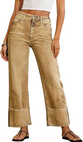 loveimgs Women Wide Leg Jeans High Waisted Distressed Straight Leg Bootcut Flare Jeans Sweatpants Stretchy Denim Pants Pocket in Saudi Arabia