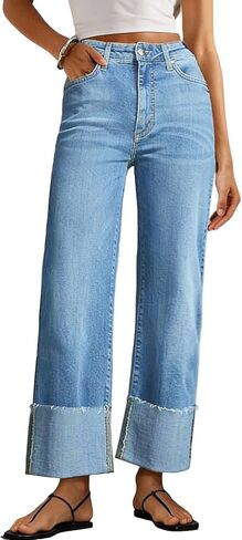loveimgs Women Wide Leg Jeans High Waisted Distressed Straight Leg Bootcut Flare Jeans Sweatpants Stretchy Denim Pants Pocket in Saudi Arabia