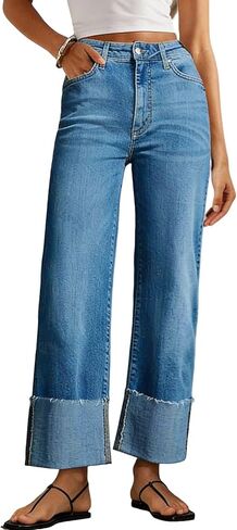 loveimgs Women Wide Leg Jeans High Waisted Distressed Straight Leg Bootcut Flare Jeans Sweatpants Stretchy Denim Pants Pocket in Saudi Arabia