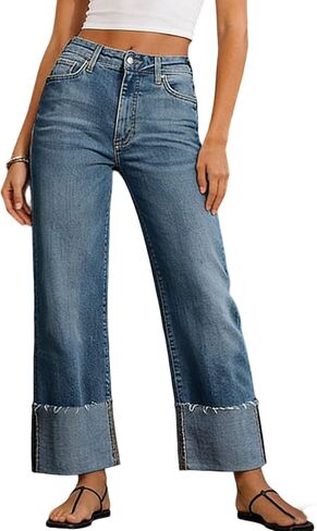 loveimgs Women Wide Leg Jeans High Waisted Distressed Straight Leg Bootcut Flare Jeans Sweatpants Stretchy Denim Pants Pocket in Saudi Arabia