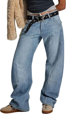 loveimgs Women Baggy Barrel Jeans Mid Rise Wide Leg Jeans Seam Front Patchwork Denim Pants Boyfriend Harem Sweatpant Trousers in Saudi Arabia