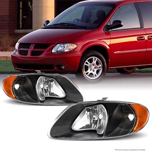AKKON - For Chrysler Town & Country OE Replacement Black Bezel Headlights Driver/Passenger Head Lamps Pair New in Saudi Arabia