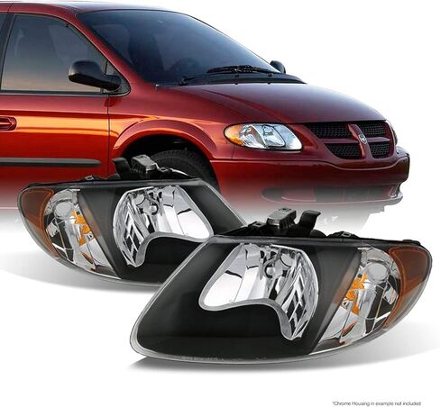 AKKON - For Chrysler Town & Country OE Replacement Black Bezel Headlights Driver/Passenger Head Lamps Pair New in Saudi Arabia