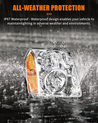 قطعتان من مجموعة المصابيح الأمامية لسيارة جي إم سي يوكون 2007-2014 لسيارة جي إم سي يوكون XL 1500 2007-2014 لسيارة جي إم سي يوكون XL 2500 2007-2013 غطاء كروم كهرماني عاكس عدسة شفافة استبدال 15861025 - المصابيح غير متضمنة in Kuwait