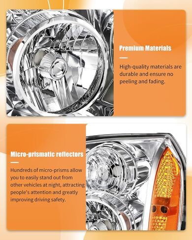 قطعتان من مجموعة المصابيح الأمامية لسيارة جي إم سي يوكون 2007-2014 لسيارة جي إم سي يوكون XL 1500 2007-2014 لسيارة جي إم سي يوكون XL 2500 2007-2013 غطاء كروم كهرماني عاكس عدسة شفافة استبدال 15861025 - المصابيح غير متضمنة in Kuwait