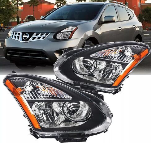 Headlights Assembly OE Style For 2008 2009 2010 2011 2012 2013 Nissan Rogue S SL SV Krom/2014 2015 Nissan Rogue Select S Replacement Halogen Headlamps Black Housing Clear Lens in Kuwait