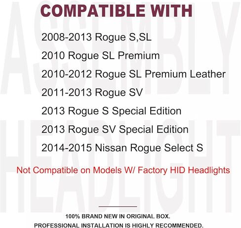 Headlights Assembly OE Style For 2008 2009 2010 2011 2012 2013 Nissan Rogue S SL SV Krom/2014 2015 Nissan Rogue Select S Replacement Halogen Headlamps Black Housing Clear Lens in Kuwait