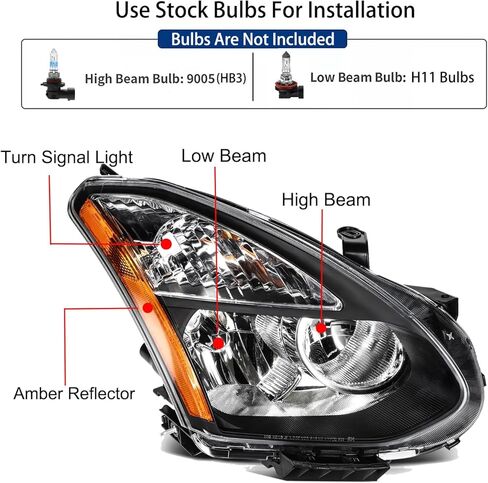 Headlights Assembly OE Style For 2008 2009 2010 2011 2012 2013 Nissan Rogue S SL SV Krom/2014 2015 Nissan Rogue Select S Replacement Halogen Headlamps Black Housing Clear Lens in Kuwait