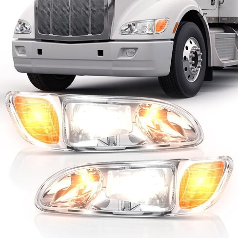 المصابيح الأمامية SEPEY لـ Peterbilt 386، مجموعة المصابيح الأمامية البديلة مع لمبة لـ 2005-2015 Peterbilt 330 335 325 384 337 340 348 382 386 387 الشاحنات، زوج (يسار ويمين) in Saudi Arabia