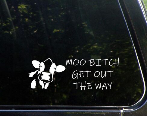 Moo B!tch Get Out The Way 8-3/4" x 3" - ملصق ممتص للصدمات من الفينيل للنوافذ والسيارات والشاحنات وأجهزة الكمبيوتر المحمولة، إلخ. in Kuwait
