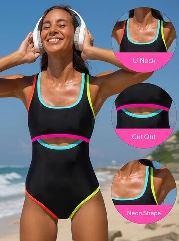 popvil Women One Piece Swimsuits 2026 Sexy Cut Out Bathing Suit Sporty Swim Suits in Saudi Arabia