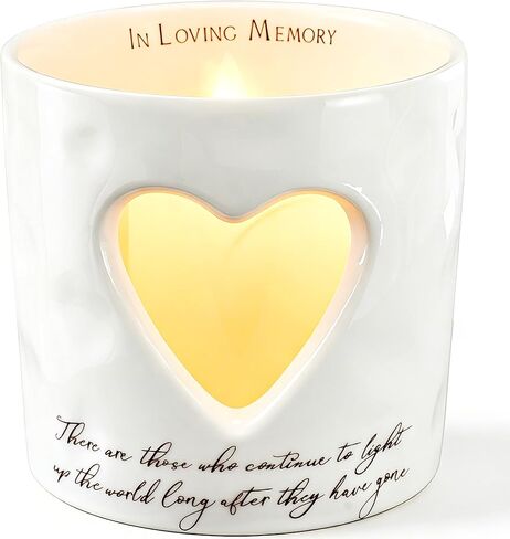 حامل شموع ضوء الشاي السيراميكي التذكاري من WOODEXPE مع هدية تعاطف شمعة LED لفقدان أحبابك in Kuwait