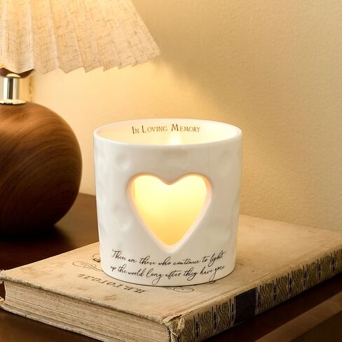 حامل شموع ضوء الشاي السيراميكي التذكاري من WOODEXPE مع هدية تعاطف شمعة LED لفقدان أحبابك in Kuwait