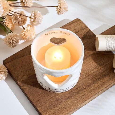 حامل شموع ضوء الشاي السيراميكي التذكاري من WOODEXPE مع هدية تعاطف شمعة LED لفقدان أحبابك in Kuwait
