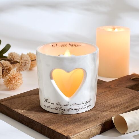حامل شموع ضوء الشاي السيراميكي التذكاري من WOODEXPE مع هدية تعاطف شمعة LED لفقدان أحبابك in Kuwait