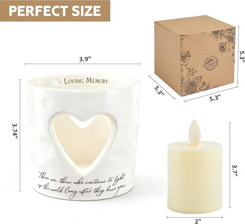 حامل شموع ضوء الشاي السيراميكي التذكاري من WOODEXPE مع هدية تعاطف شمعة LED لفقدان أحبابك in Kuwait