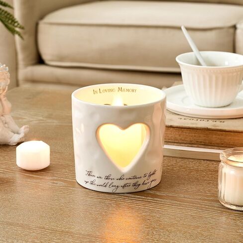 حامل شموع ضوء الشاي السيراميكي التذكاري من WOODEXPE مع هدية تعاطف شمعة LED لفقدان أحبابك in Kuwait