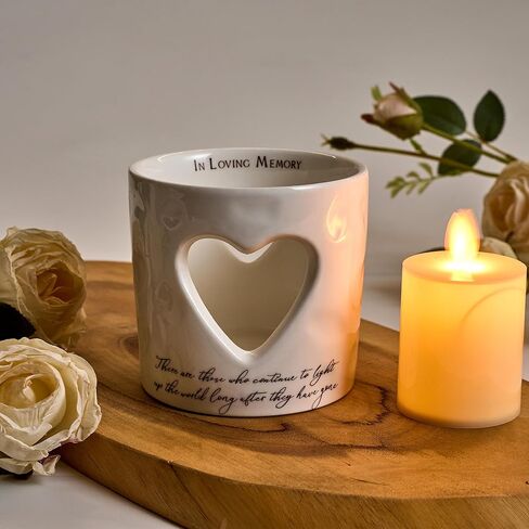 حامل شموع ضوء الشاي السيراميكي التذكاري من WOODEXPE مع هدية تعاطف شمعة LED لفقدان أحبابك in Kuwait