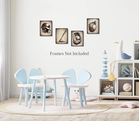 Baseball Canvas Wall Art Prints,Vintage Brown Baseball Prints,Baseball Prints Boys Room Decor,Baseball Sport,Baseball Wall Decor,for Men Kids Teenagers Set of 4(8"x10"Unframed) in Saudi Arabia